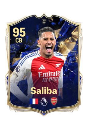 Image showing a TOTY player pick - William Saliba in an Arsenal strip