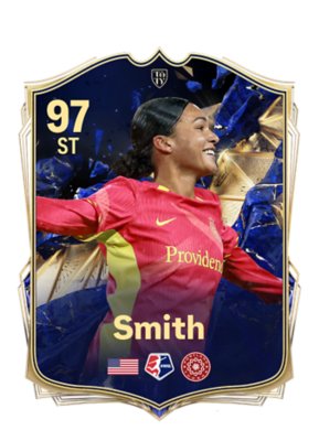 Image showing a TOTY player pick - Sophia Smith in a Portland Thorns strip with her arms outstretched