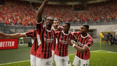 eFootball – Screenshot, der feiernde Spieler von AC Milan zeigt