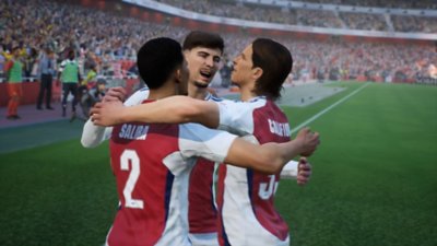 eFootball screenshot showing Arsenal players celebrating
