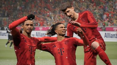 eFootball screenshot showing Bayern Munich players celebrating