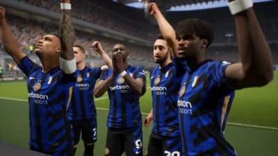 eFootball – Screenshot, der feiernde Spieler von Inter Milan zeigt