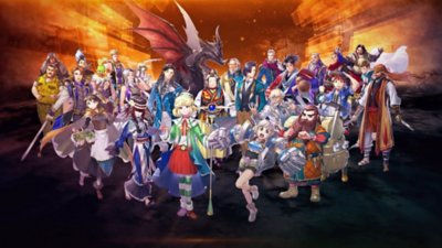 صورة فنية أساسية للعبة Eiyuden Chronicle: Hundred Heroes تُظهر العديد من الشخصيات