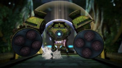 Eiyuden Chronicle: Hundred Heroes screenshot showing a giant, moss-covered mechanoid.