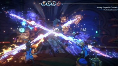 Eiyuden Chronicle: Hundred Heroes screenshot showing a Tactician Combo move during a battle scene