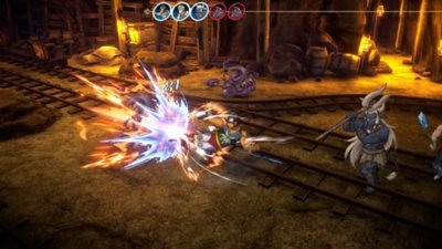 Oyuncunun savaştaki grubunu gösteren Eiyuden Chronicle: Hundred Heroes ekran görüntüsü