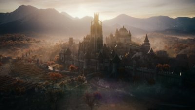 The Elder Scrolls Online - Gold Road - Afbeelding uit de CGI-trailer met een fantasy-stad
