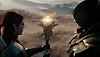 The Elder Scrolls Online – Gold Road – CGI-Trailer-Screenshot von Charakteren, die ein magisches Gerät halten
