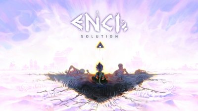 Enci's Solution key art showing a surreal scene with a seated character sat amid what seem to be bones and skeletons