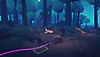 Captura de pantalla de Endling - Extinction is Forever que muestra a un zorro siguiendo rastros visibles de olor