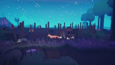 Skjermbilde fra Endling – Extinction is Forever av en rev som går rundt i natten