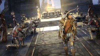 The Elder Scrolls Online - captura de pantalla que muestra a un personaje acercándose a un altar 