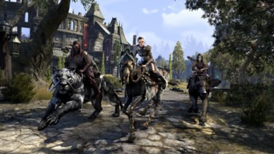 The Elder Scrolls Online - στιγμιότυπο που απεικονίζει χαρακτήρες πάνω σε υποζύγια