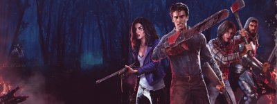 Evil Dead: The Game - Illustration de bannière montrant des images des personnages