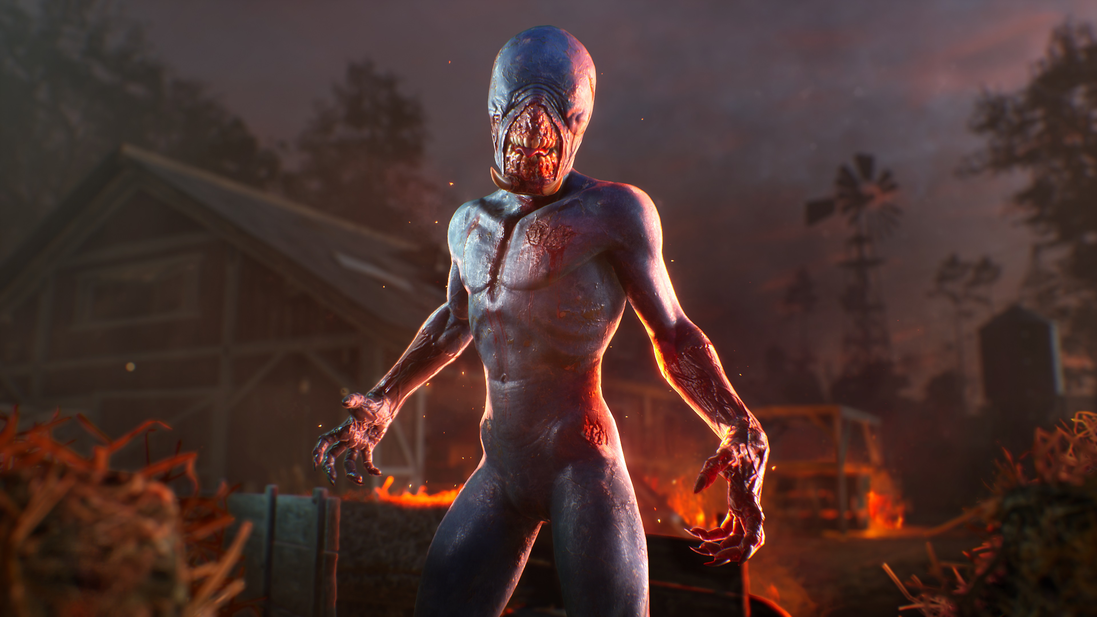 Evil Dead: The Game – snímek obrazovky s postavou připomínající příšeru