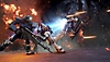 Gundam Evolution-screenshot van een gevecht