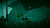 《Exo One》螢幕截圖，顯示一個物體飛越樹林