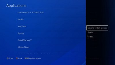 PS4：本体ストレージへ移動する