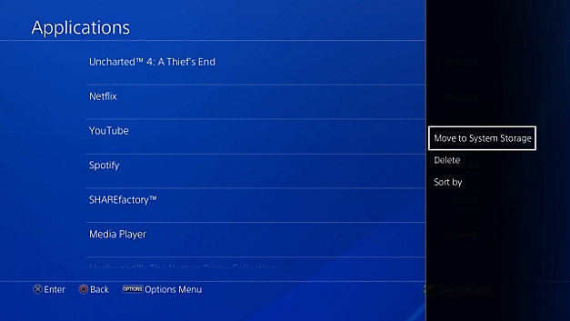 PS4 Move to System Storage