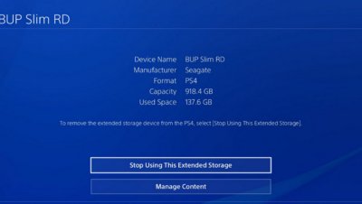 PS4 : Ne plus utiliser ce stockage étendu