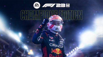 Artwork van F1 23 Champions Edition met Max Verstappen