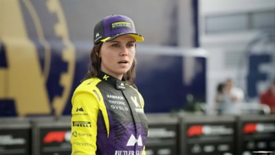 Captura de tela de F1 23 mostrando um personagem do modo de jogo Ponto de Frenagem 2