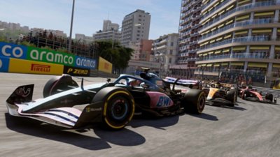 Captura de tela de F1 23 mostrando carro de F1 da Alpine correndo em um circuito