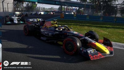 F1 22-screenshot met een Red Bull-racewagen