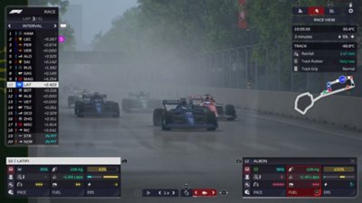 Captura de ecrã de F1 Manager 2022 de uma corrida a decorrer