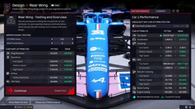 F1 Manager 2022 screenshot of game UI showing a race car