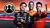 F1 22 εικόνα που δείχνει τους Sergio Perez, Daniel Ricciardo και Charles Leclerc