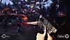 Fallout 76 - Istantanea della schermata che mostra un personaggio che tiene in mano un'arma grande a forma di pistola