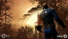 Captura de pantalla de Fallout 76 que muestra a un morador del refugio observando un puente.