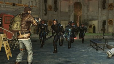 لقطة شاشة من Fallout 76: Skyline Valley تُظهر العديد من الغيلان "المفقودون" تقترب من اللاعب