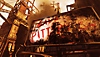 Fallout 76:‎ Expeditions - The Pitt، لقطة شاشة من اللعبة تعرض لافتة لـ The Pitt