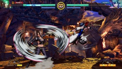 Fatal Fury: City of Wolves screenshot showing Hotaru and Mai in battle.