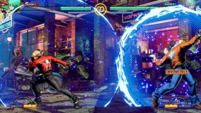 Fatal Fury: City of Wolves screenshot showing Terry Bogard and Rock Howard both performing special moves.