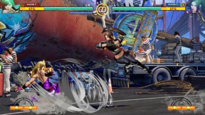 Fatal Fury: City of Wolves screenshot showing B Jenet fighting Mai Shiranui.