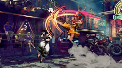 Fatal Fury: City of Wolves screenshot showing Hotaru and Preecha fighting it out.