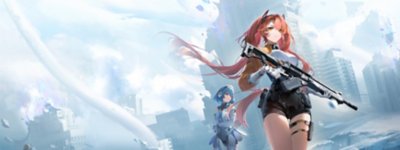 Fate Trigger 히어로 아트, 총을 들고 있는 애니메이션 스타일의 두 캐릭터
