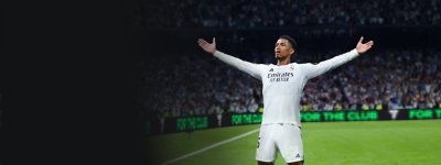 EA SPORTS FC 25 Ultimate Edition – Illustration de bannière montrant des footballeurs professionnels d'hier et d'aujourd'hui