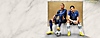 Arte guía de FIFA 2023 de dos jugadores de fútbol sentados juntos