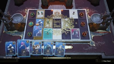 Captura de ecrã do Final Fantasy VII Rebirth que mostra um minojogo de cartas chamado Queen's Blood.