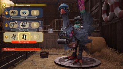 Capture d'écran de Final Fantasy VII Rebirth montrant le menu de personnalisation des chocobos.