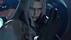 Capture d'écran de Final Fantasy VII Rebirth montrant Séphiroth qui regarde sa main.