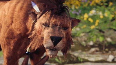 Capture d'écran de Final Fantasy VII Rebirth montrant le personnage Red XIII.