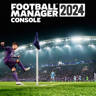 Arte promocional de Football Manager 2024 Console mostrando um jogador cobrando um escanteio.
