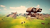 Zrzut ekranu z gry Forever Skies przedstawiający sterowiec na tle bujnego, zielonego krajobrazu.