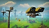 Forever Skies screenshot showing an airship flying low to the ground
