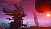 لقطة شاشة من لعبة Forever Skies تظهر هيكلًا أمام السماء الأرجوانية